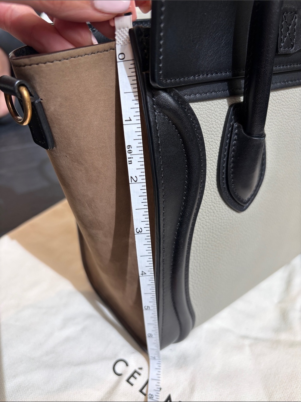 Celine Multicolor Leather Mini Luggage Tote - Black/Ivory/Tan - Picture 11 of 11